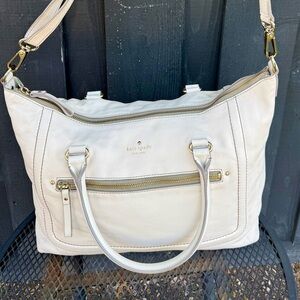 Kate Spade Ivory Large Shoulder Bag with Gold Accents